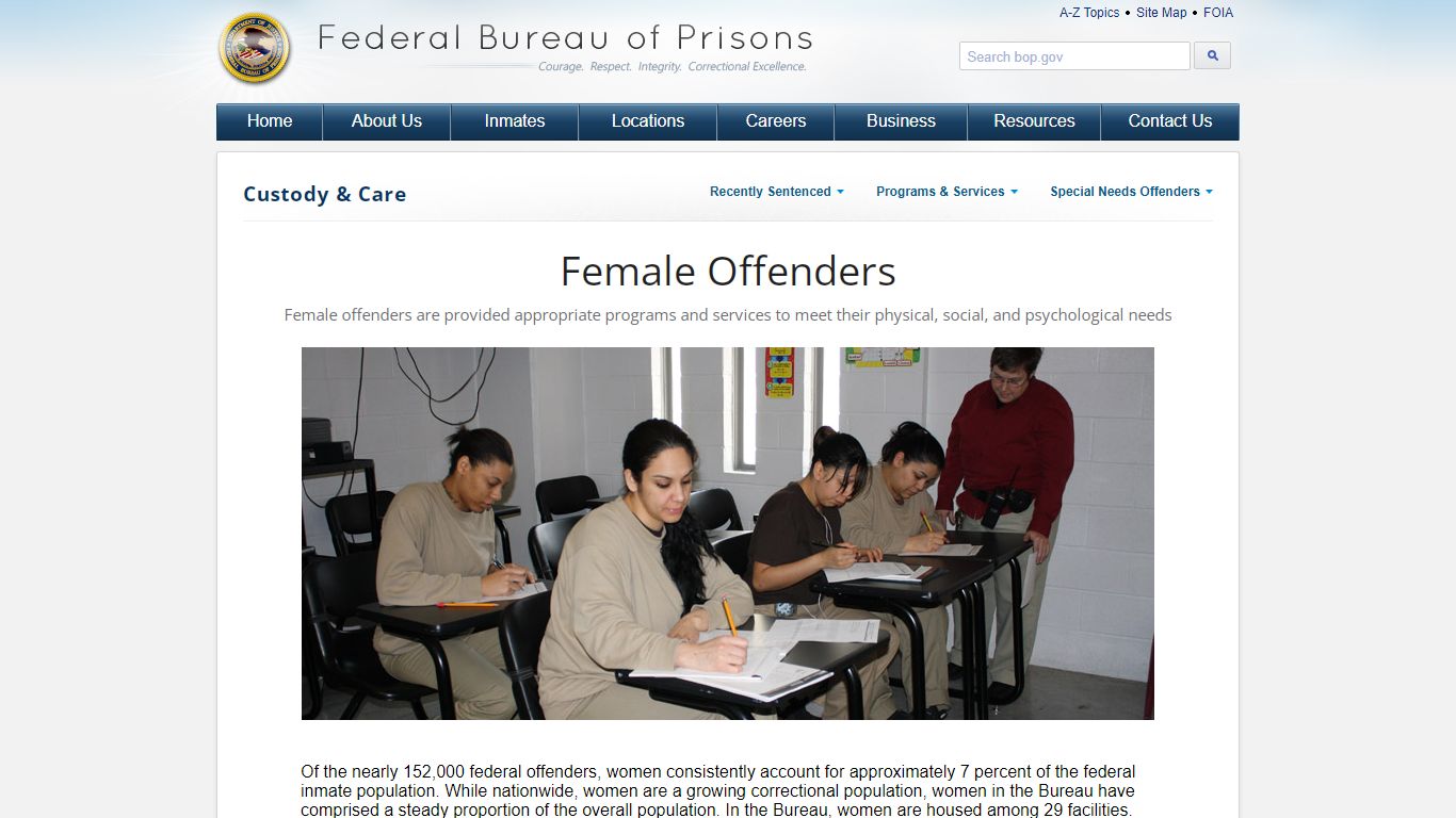 BOP: Female Offenders - Federal Bureau of Prisons