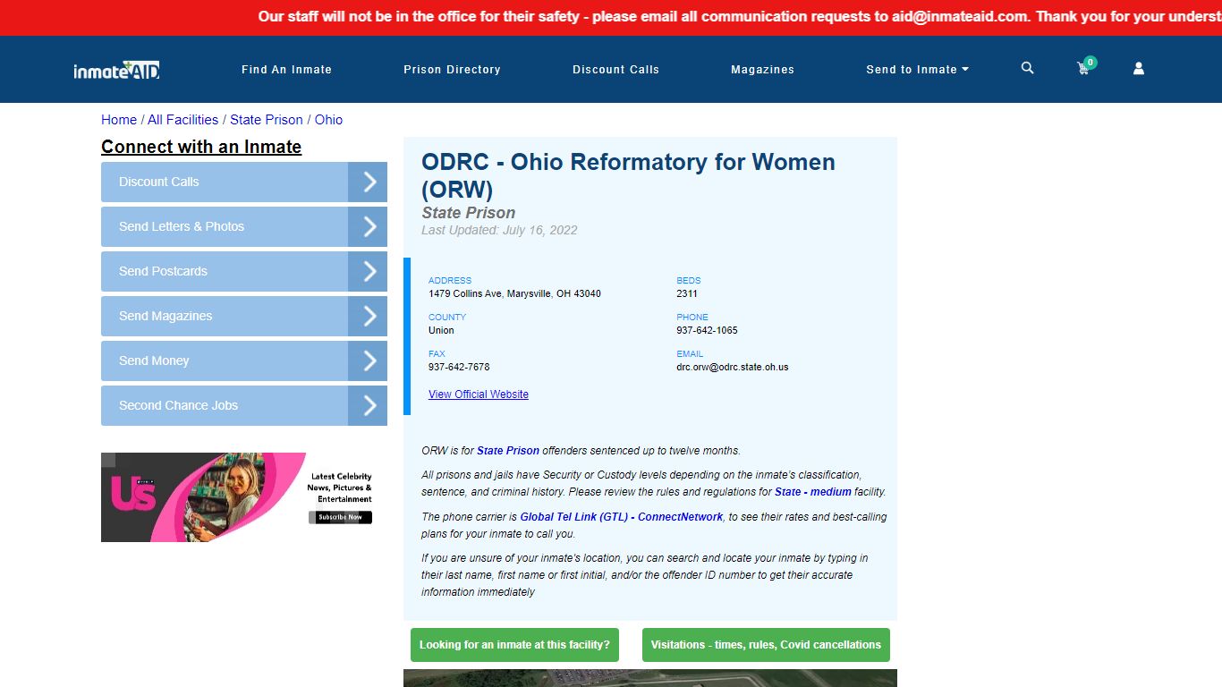 ODRC - Ohio Reformatory for Women (ORW) & Inmate Search | Visitation ...